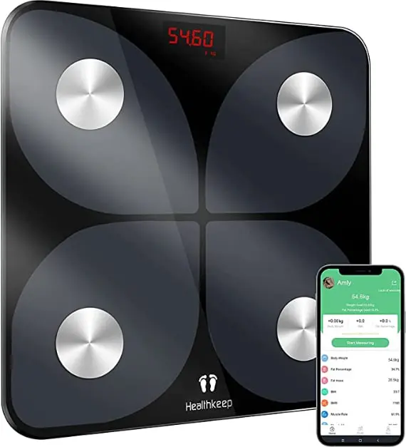 A Healthkeep Wi-Fi Smart Scale in black color