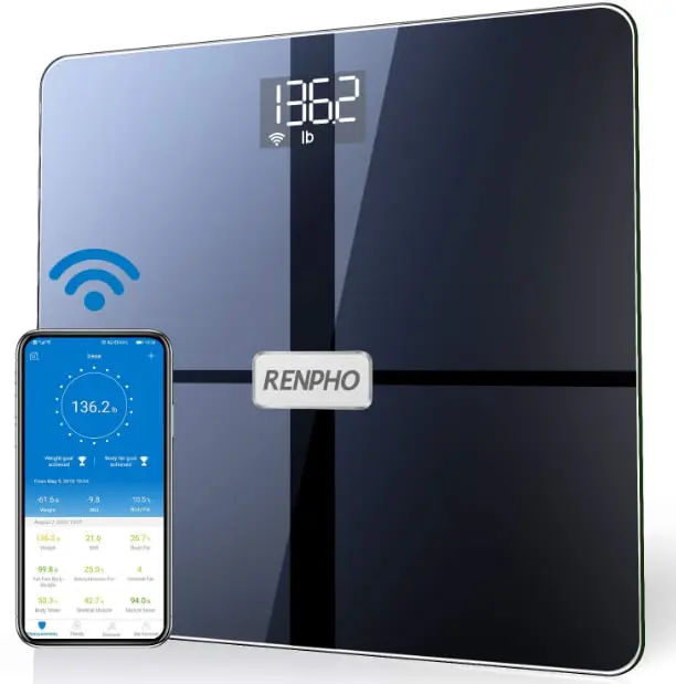 A RENPHO smart scale in dark blue color